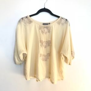 ANTHROPOLOGIE Cream Lace Dolman Top